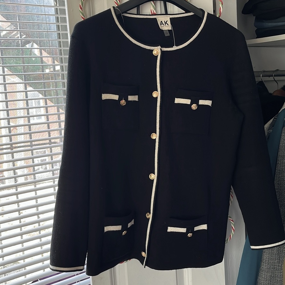 Anne Klein Black Top with Gold Accents
